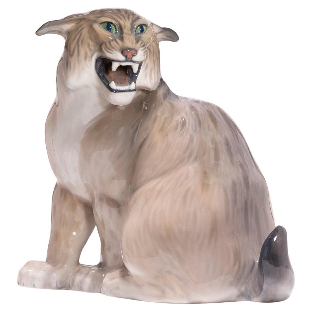 Royal Copenhagen Porcelain Figurine Knud Kyhn Monumental Lynx #2487  For Sale