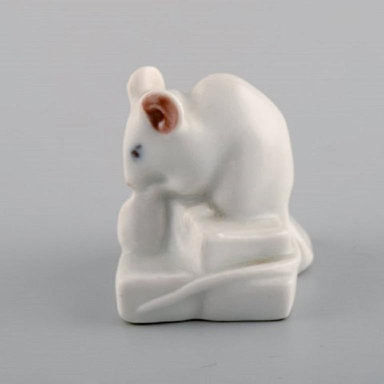 Danish Royal Copenhagen Porcelain Figurine, Little White Mouse, 1920s