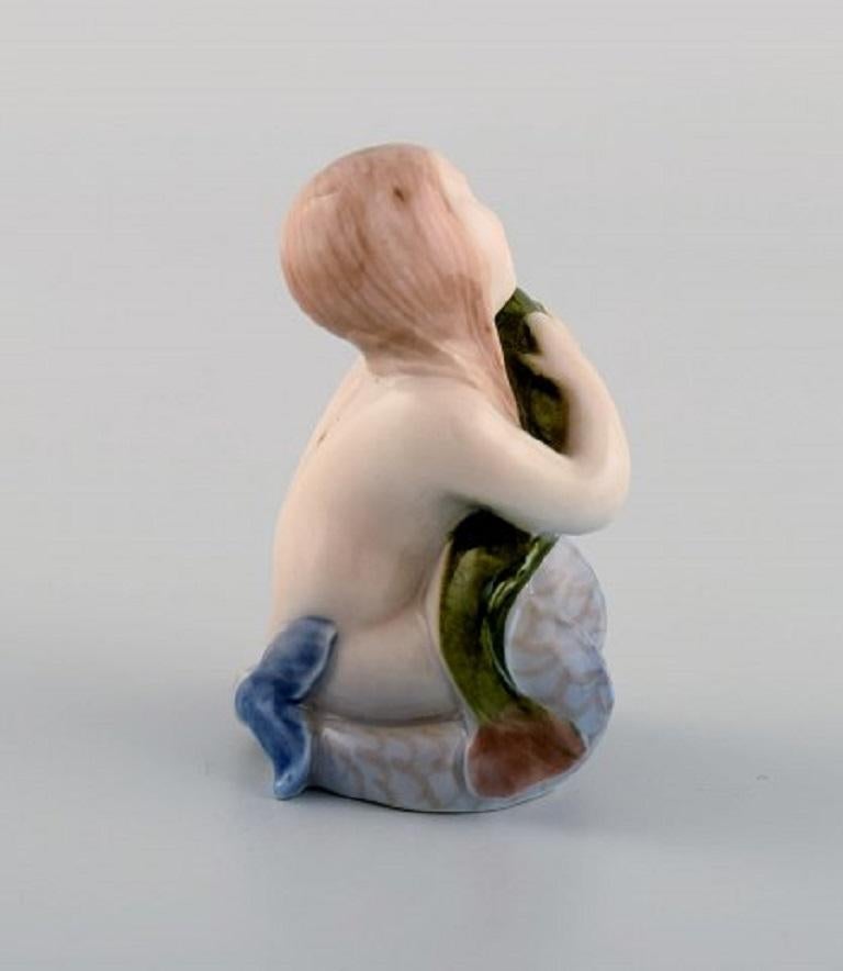 Danish Royal Copenhagen Porcelain Figurine, Mermaid with a Fish, 1920s