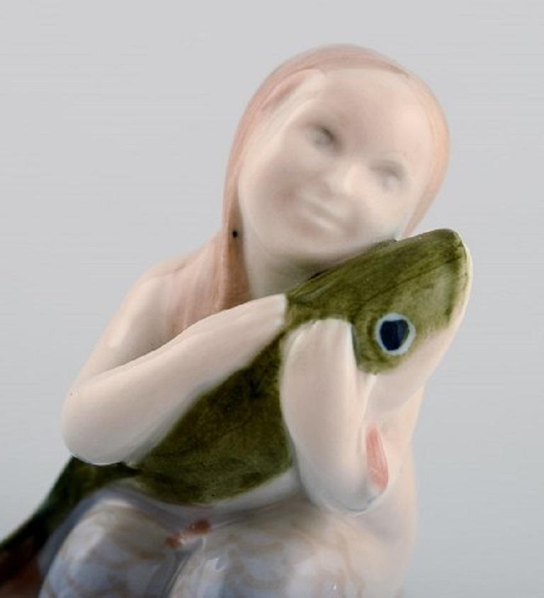 Royal Copenhagen Porcelain Figurine, Mermaid with a Fish, 1920s 1