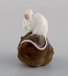 Royal Copenhagen Porcelain Figurine, Mouse on a Chestnut, Early 20th Century