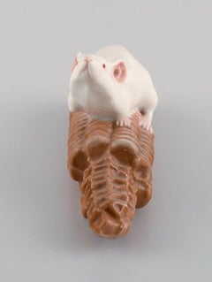 Royal Copenhagen Porcelain Figurine, Mouse on a Corn Cob, Early 20th Century