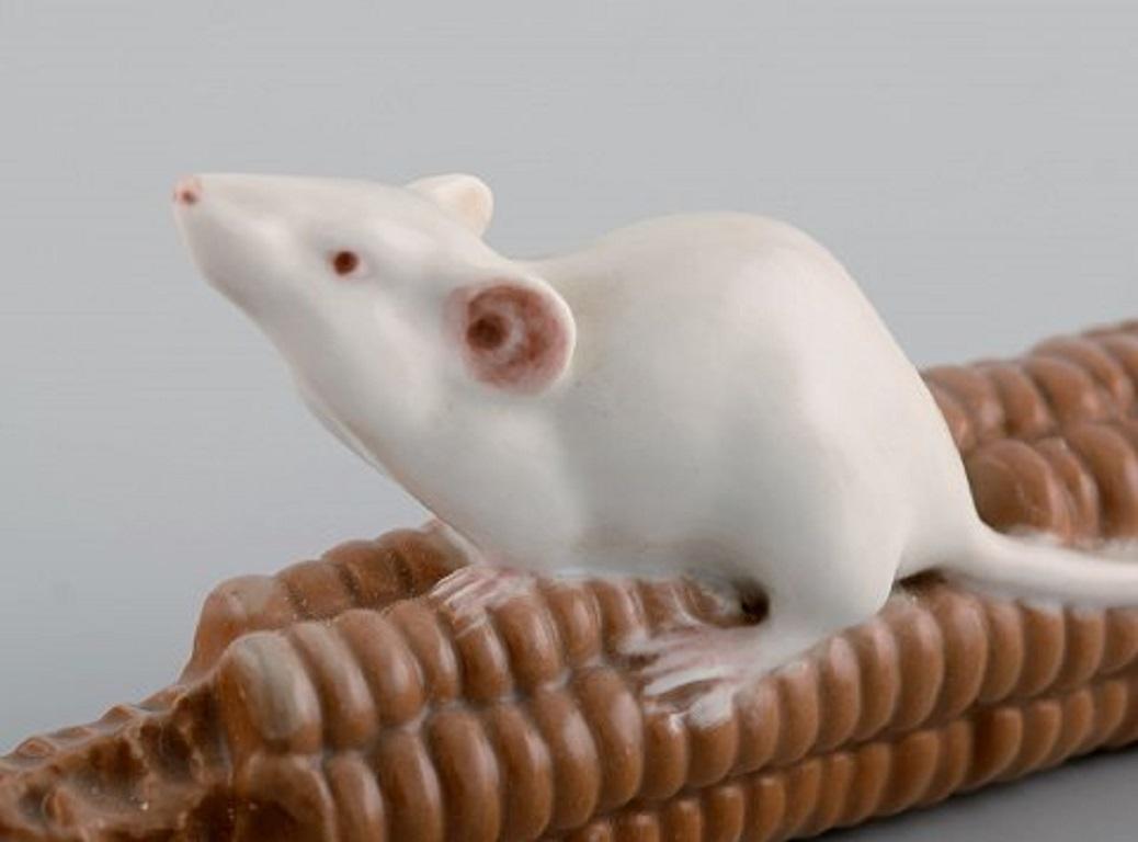 Royal Copenhagen Porcelain Figurine, Mouse on a Corn Cob, Early 20th Century 2