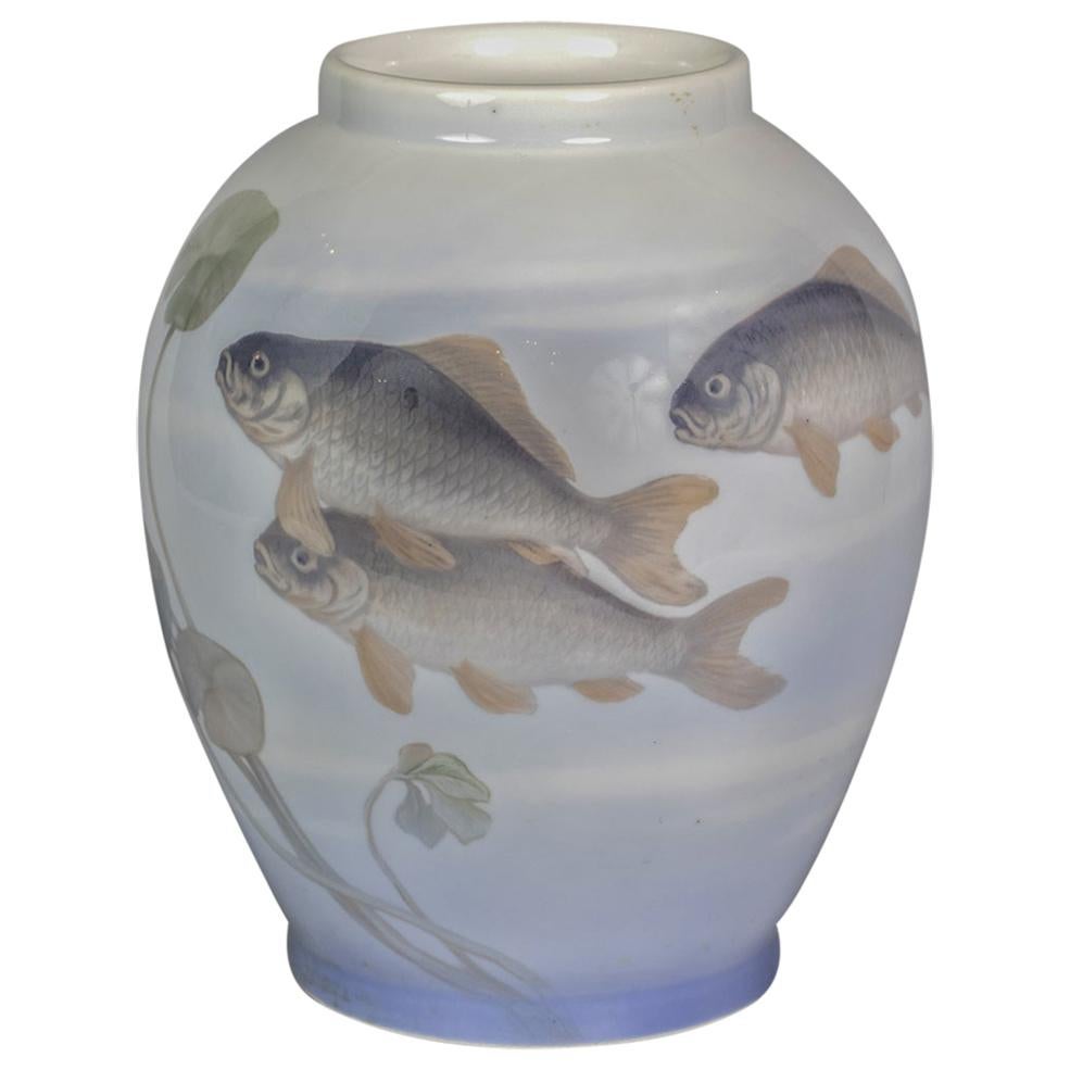 Royal Copenhagen Porcelain Fish Vase, Circa 1920 For Sale