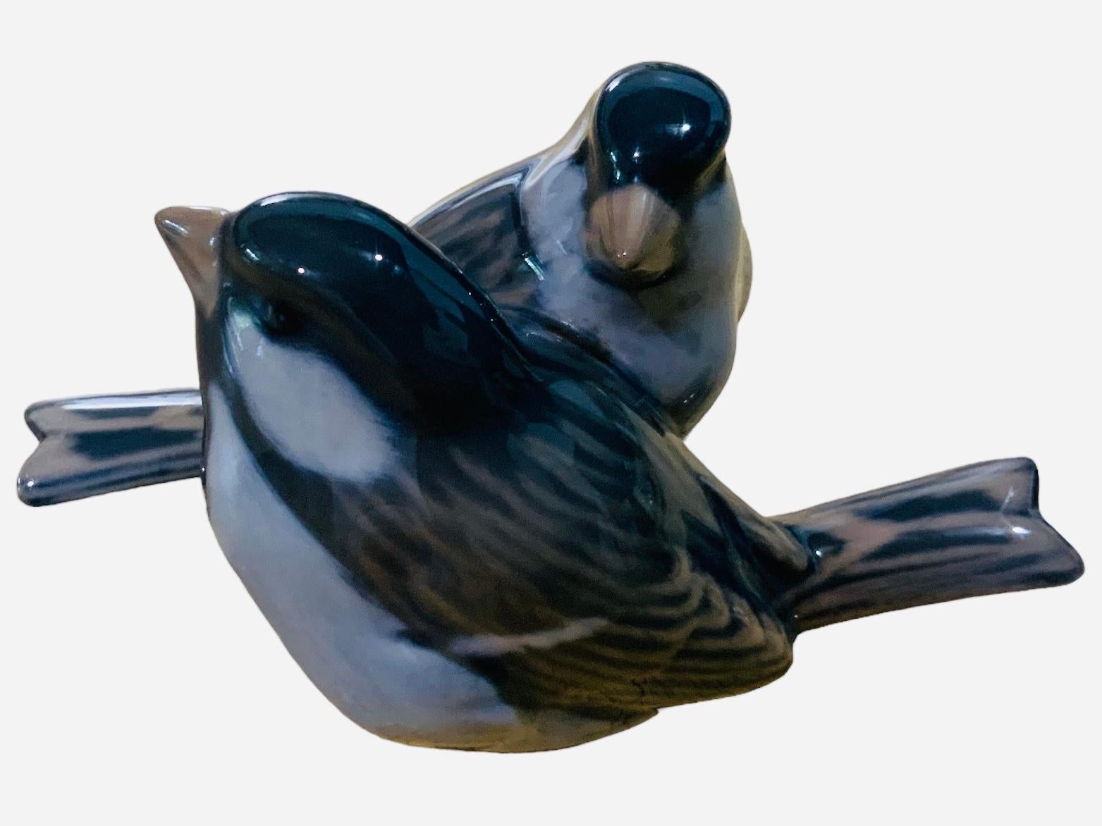 Hand-Painted Royal Copenhagen Porcelain Pair Of Birds Figurines