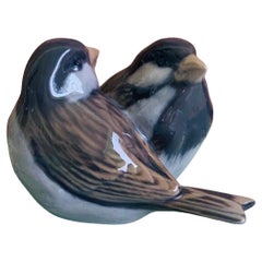 Royal Copenhagen Porcelain Pair Of Birds Figurines