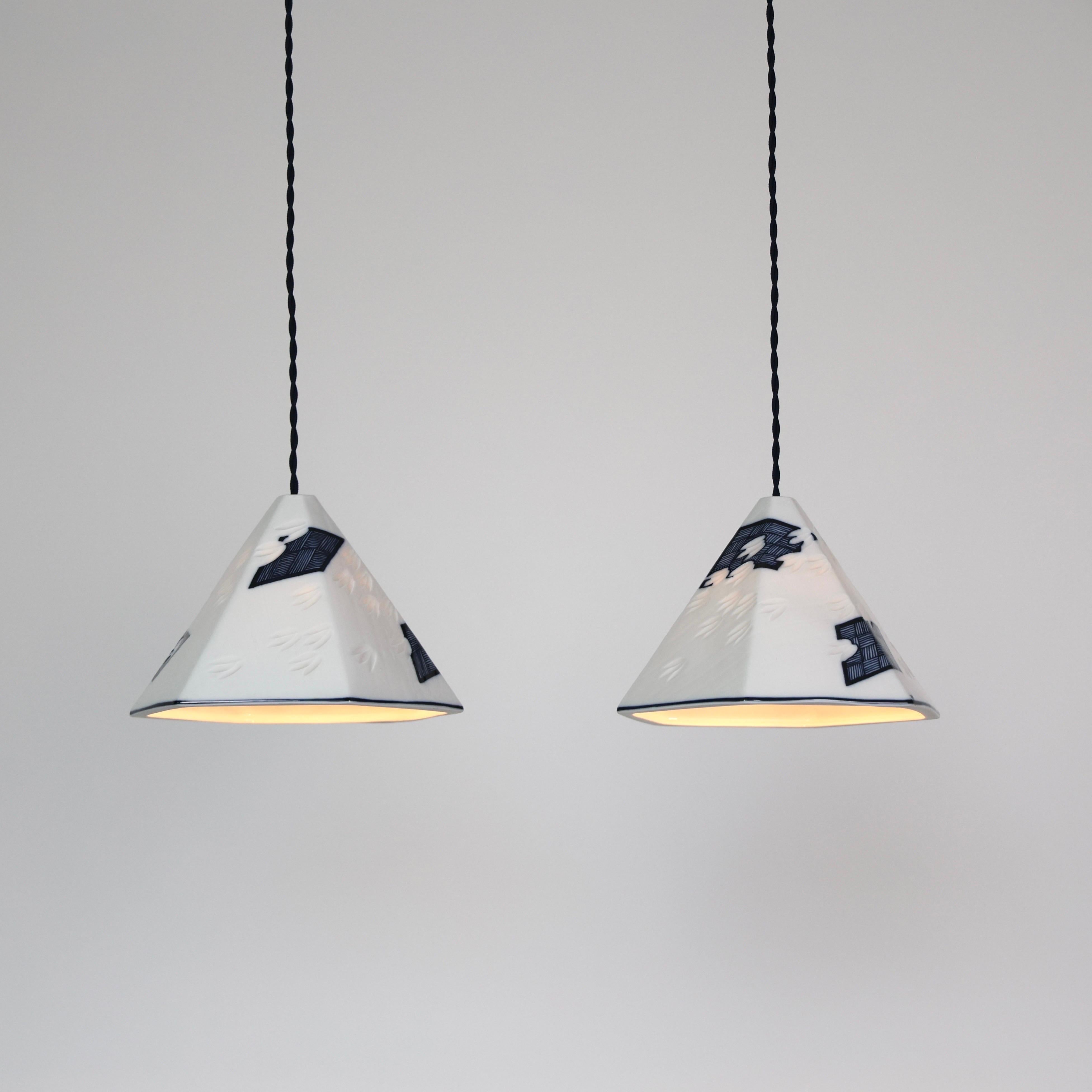 Late 20th Century Royal Copenhagen Porcelain Pendant Lights by Anne Marie Trolle, Denmark For Sale