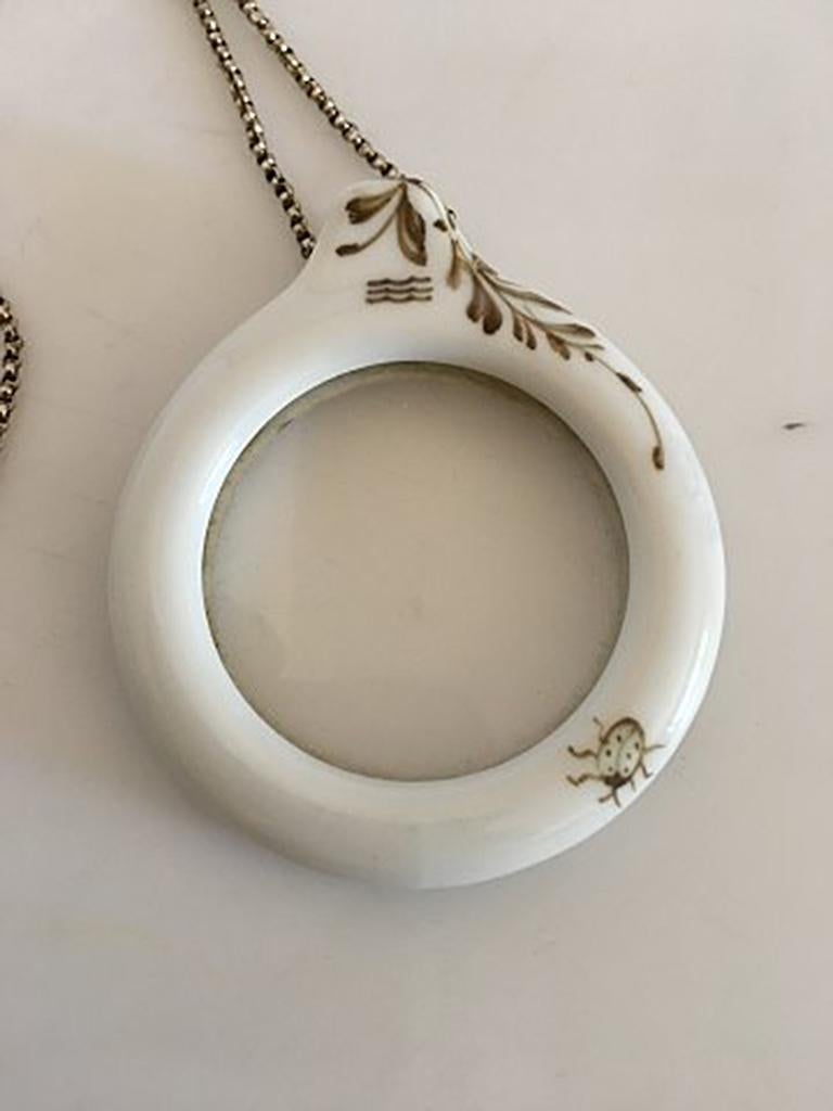 Women's or Men's Royal Copenhagen Porcelain Pendant with Magnifying Glass For Sale