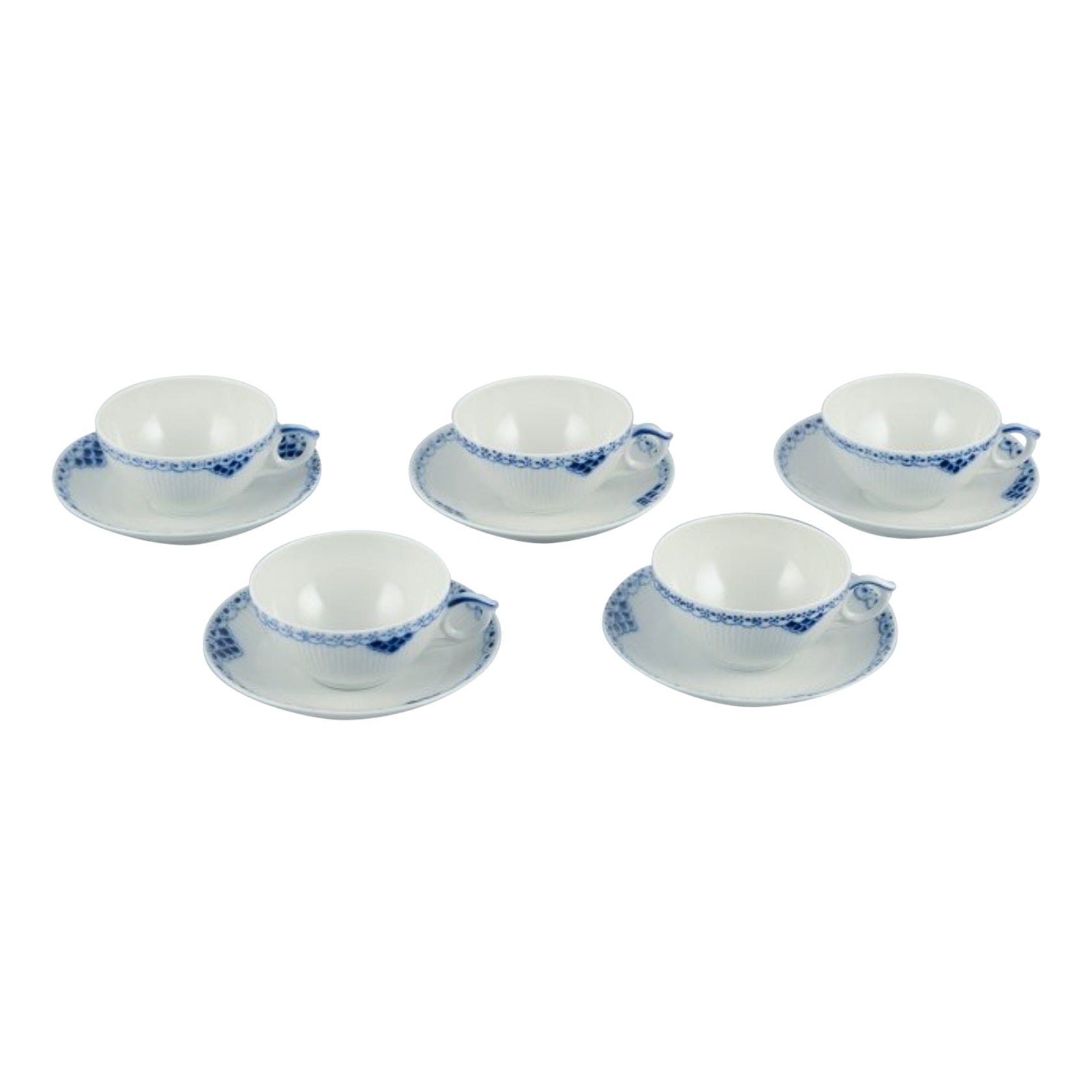 Royal Copenhagen, Princess. Set of five tea cups with saucers.