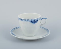Royal Copenhagen, Princess. Set of four coffee cups with saucers and sugar bowl