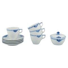 Royal Copenhagen, Princess. Set of four coffee cups with saucers and sugar bowl
