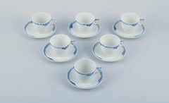Royal Copenhagen, Princess. Set of six coffee cups with saucers.