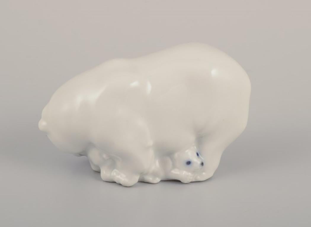 Mid-20th Century Royal Copenhagen, rare porcelain figurine of a polar bear mother with three cubs