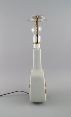 Royal Copenhagen Retro-Tischlampe aus Fayence, dekoriert mit Blumen, 1970er Jahre