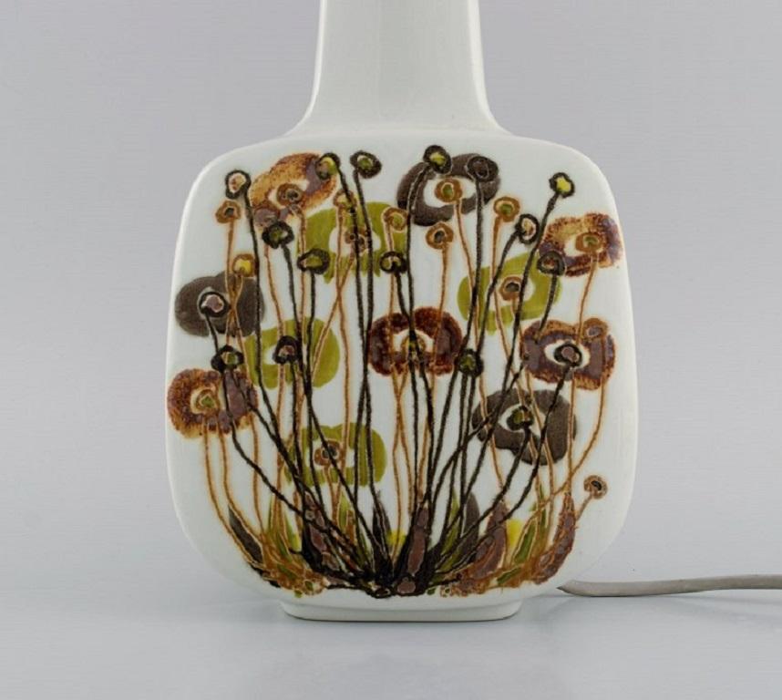 Danish Royal Copenhagen Retro Table Lamp in Faience Decorated with Flowers, 1970s For Sale