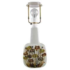 Royal Copenhagen Retro-Tischlampe aus Fayence, dekoriert mit Blumen, 1970er Jahre