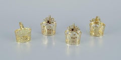Royal Copenhagen "Royal Christmas". Nine brass Christmas ornaments.