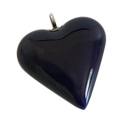 Vintage Royal Copenhagen Royal Navy Blue Heart Pendant in Porcelain