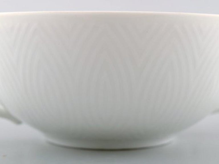 Mid-20th Century Royal Copenhagen Salto Service, White, Set of 6 Boullion Cups with Saucers For Sale