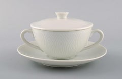 Royal Copenhagen, Salto Service, White, Six Bouillon Cups with Saucers, 1960s
