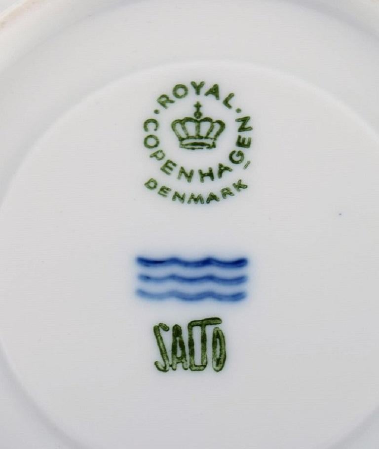 Porcelain Royal Copenhagen, Salto Service, White, Six Bouillon Cups with Saucers, 1960s For Sale