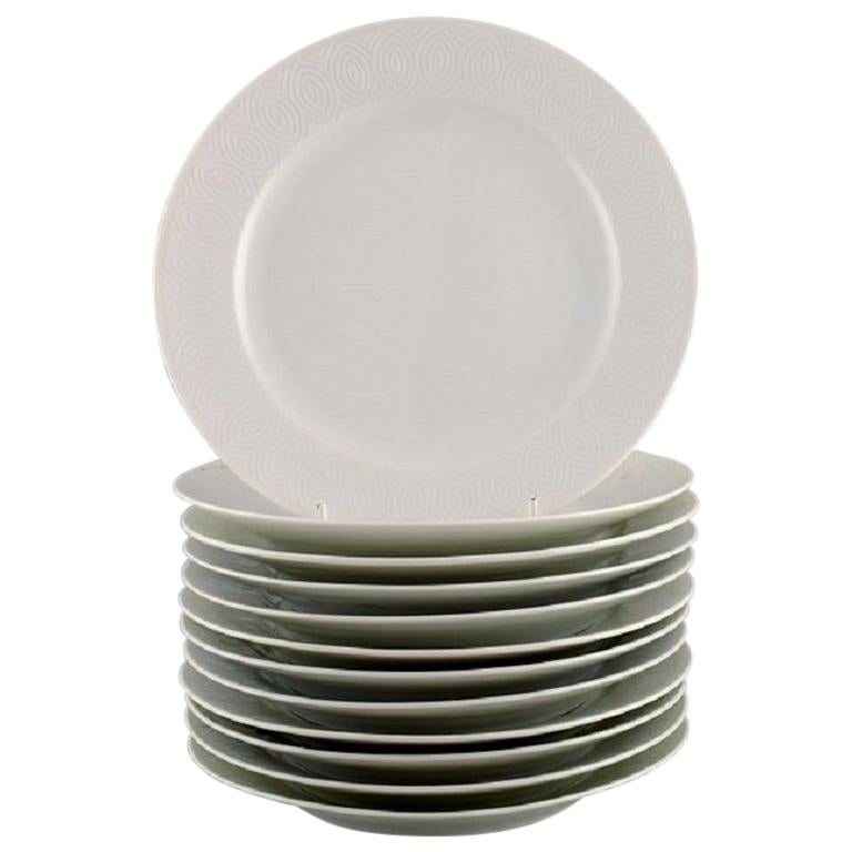 Royal Copenhagen, Salto Service, White, Twelve Lunch Plates, 1960s