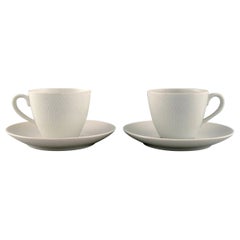 Royal Copenhagen, Salto Service, White, Two Coffee Cups with Saucers, 1960s