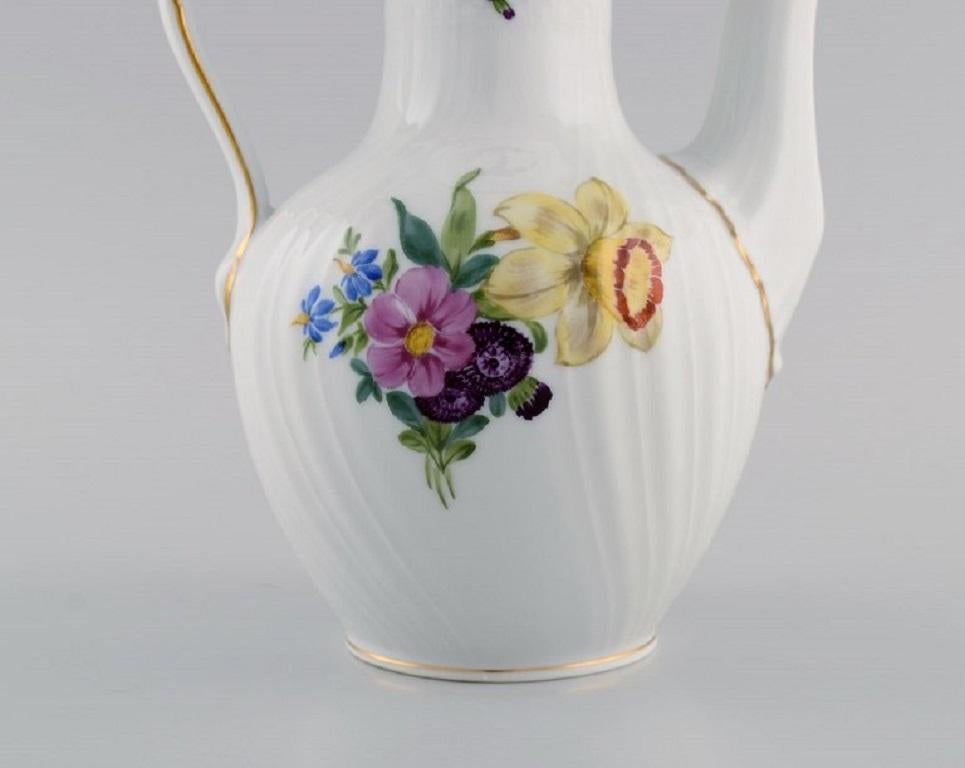 Danish Royal Copenhagen Saxon Flower Coffee Pot in Hand-Painted Porcelain For Sale