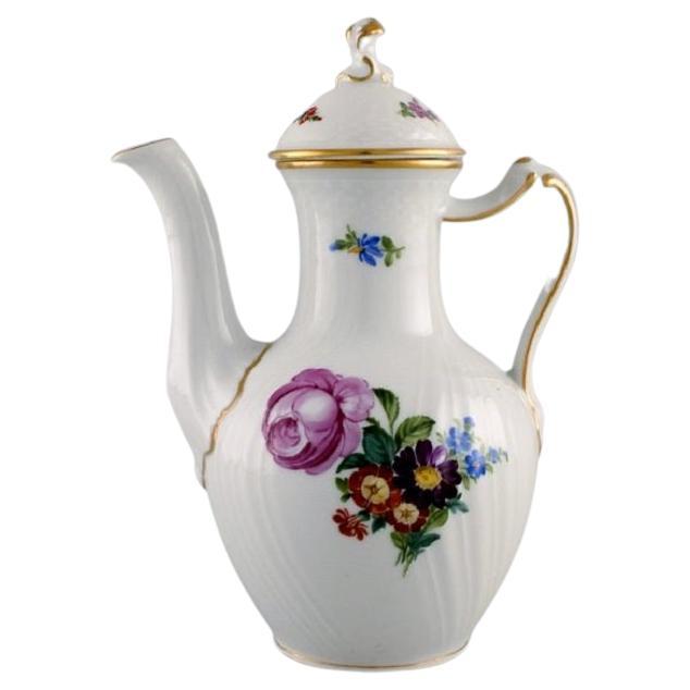 Royal Copenhagen Saxon Flower Coffee Pot in Hand-Painted Porcelain For Sale
