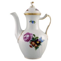 Vintage Royal Copenhagen Saxon Flower Coffee Pot in Hand-Painted Porcelain