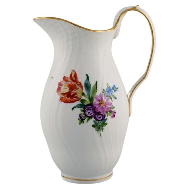 Royal Copenhagen Saxon Flower Jug in Hand-Painted Porcelain with Flowers For Sale