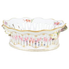 Royal Copenhagen Saxon Flower. Large reticulated oval bowl in porcelain. Ca 1900