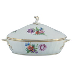Royal Copenhagen, Saxon Flower, Lidded Tureen in Hand Painted Porcelain