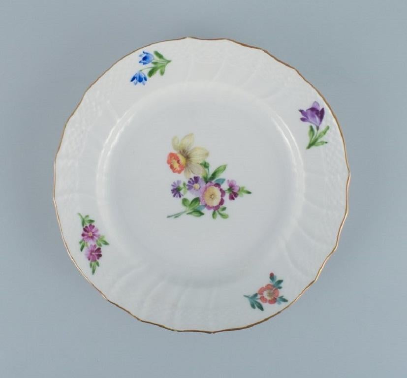Danish Royal Copenhagen, Saxon Flower, Nine Plates in Porcelain For Sale