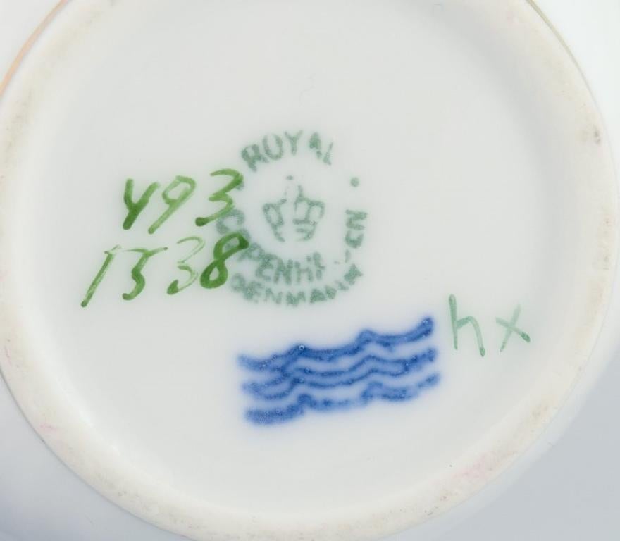 Porcelain Royal Copenhagen, Saxon Flower, porcelain sugar bowl and creamer on tray For Sale