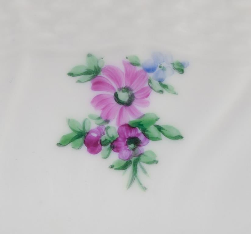 Hand-Painted Royal Copenhagen Saxon Flower, round bowl in porcelain. Early 20th C. For Sale