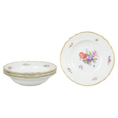 Royal Copenhagen Saxon flower. Set of four deep plates in porcelain. 1960s