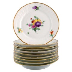 Royal Copenhagen Saxon Flower, Set of Ten Lunch Plates, Dated 1927