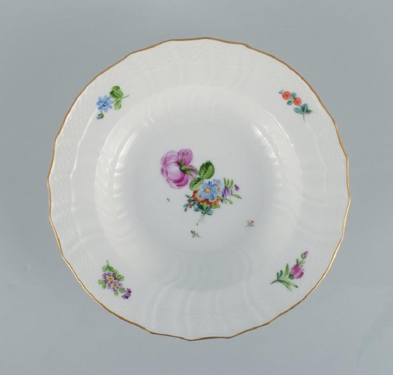 Danish Royal Copenhagen Saxon Flower, Six Deep Plates in Hand-Painted Porcelain For Sale