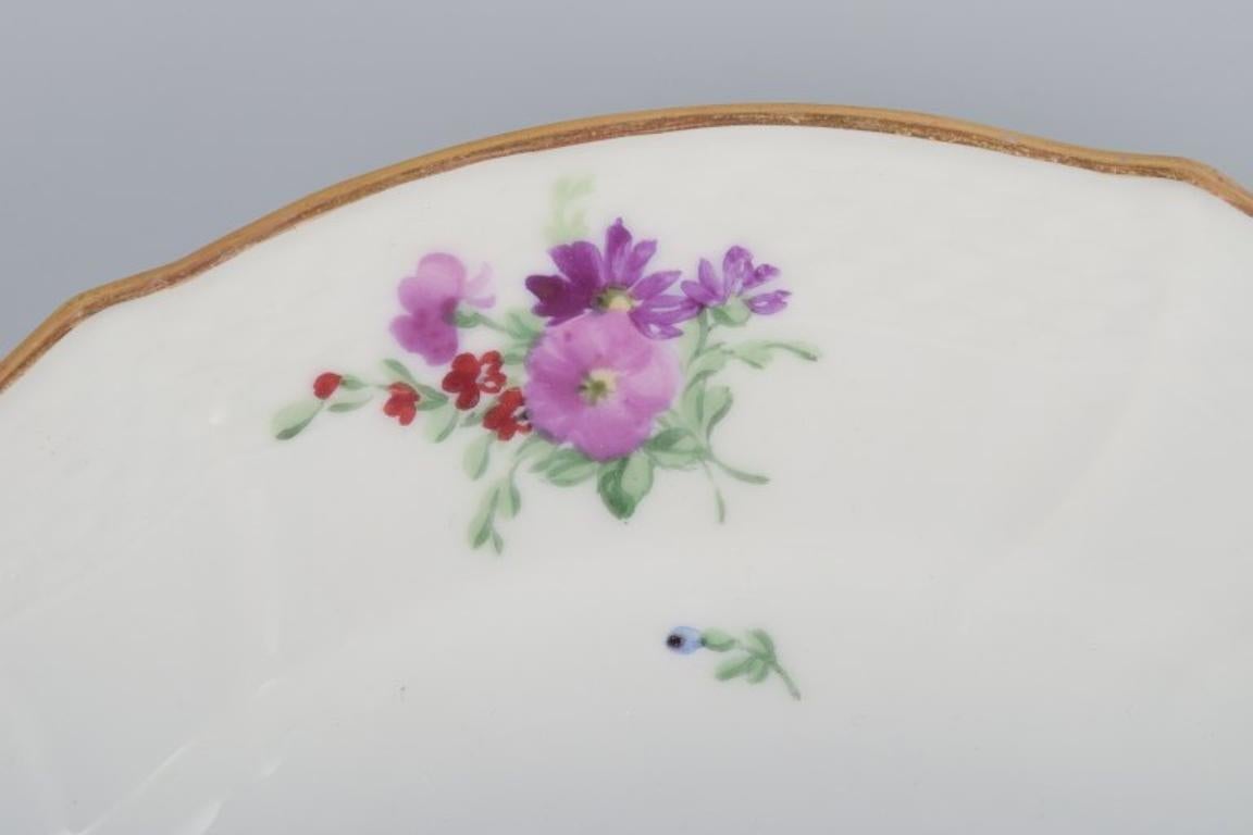 Hand-Painted Royal Copenhagen Saxon Flower. Six lunch plates in porcelain. For Sale