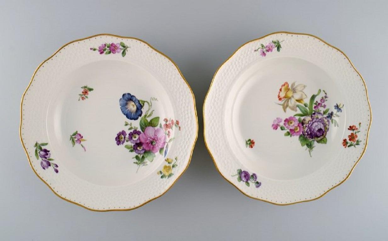 Danish Royal Copenhagen Saxon Flower Special Version, Eight Rare Deep Plates For Sale