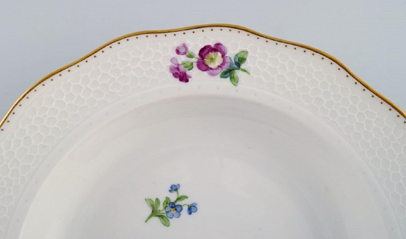 Porcelain Royal Copenhagen Saxon Flower Special Version, Eight Rare Deep Plates For Sale