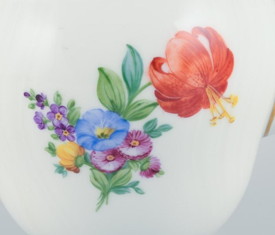 Danish Royal Copenhagen, Saxon Flower, teapot hand-decorated with polychrome flowers  For Sale