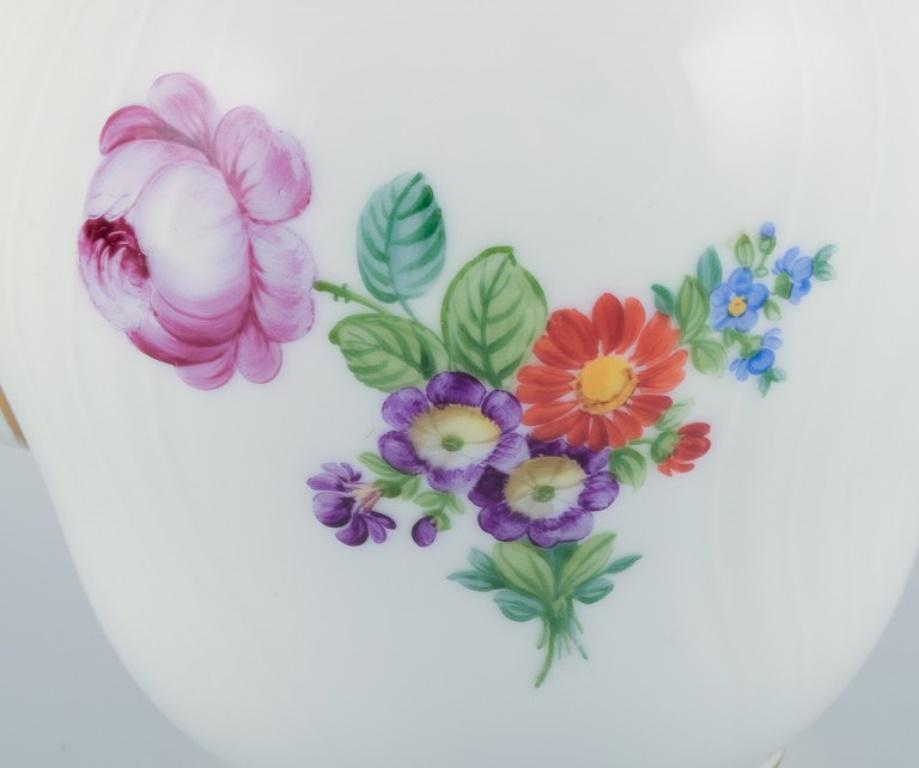 Hand-Painted Royal Copenhagen, Saxon Flower, teapot hand-decorated with polychrome flowers  For Sale