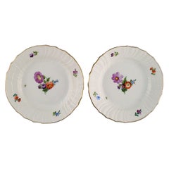 Royal Copenhagen Saxon Flower, Two Lunch Plates in Hand-Painted Porcelain