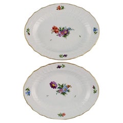 Royal Copenhagen Saxon Flower, Two Oval Serving Dishes in Hand-Painted Porcelain