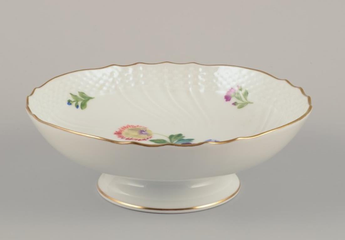 Hand-Painted Royal Copenhagen Saxon Flower. Two porcelain compotes with floral motifs. For Sale