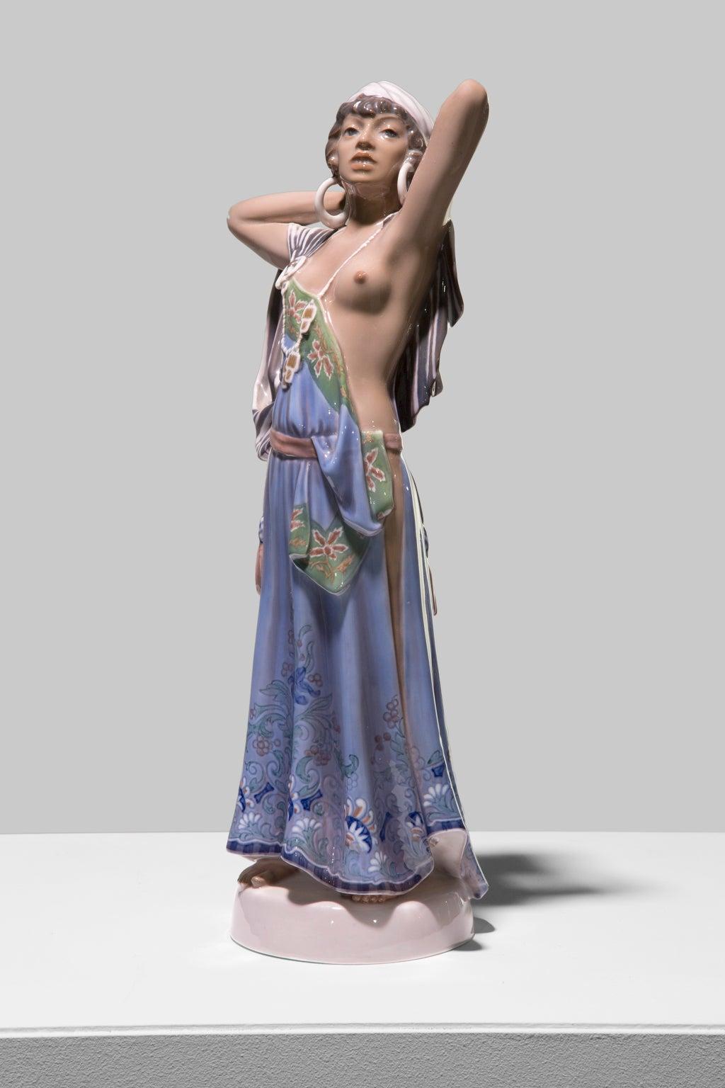 Royal Copenhagen Nude Sculpture - "Arabian Girl" Porcelain Sculpture, Female Figure, Blues, Partial Nudity