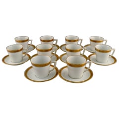 Royal Copenhagen Service No. 607. 10 Coffee Cups with Saucers