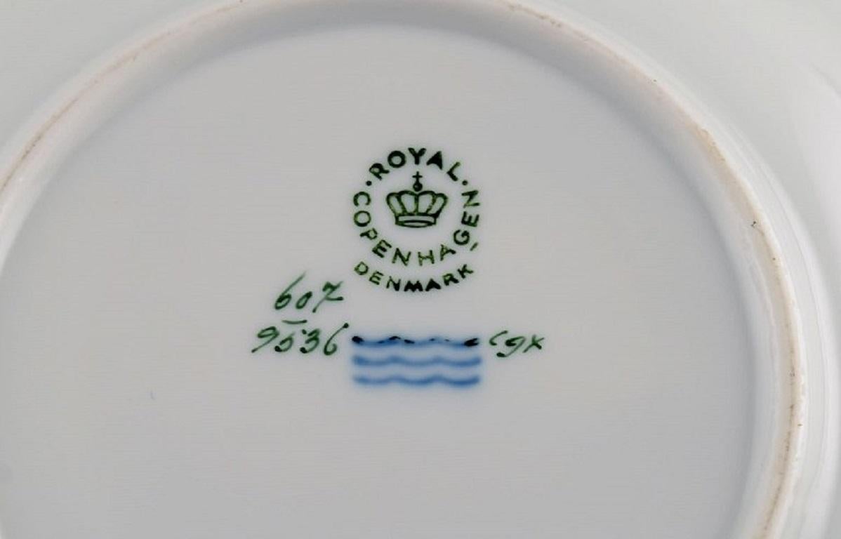 Porcelain Royal Copenhagen Service No. 607, Five Teacups with Saucers For Sale